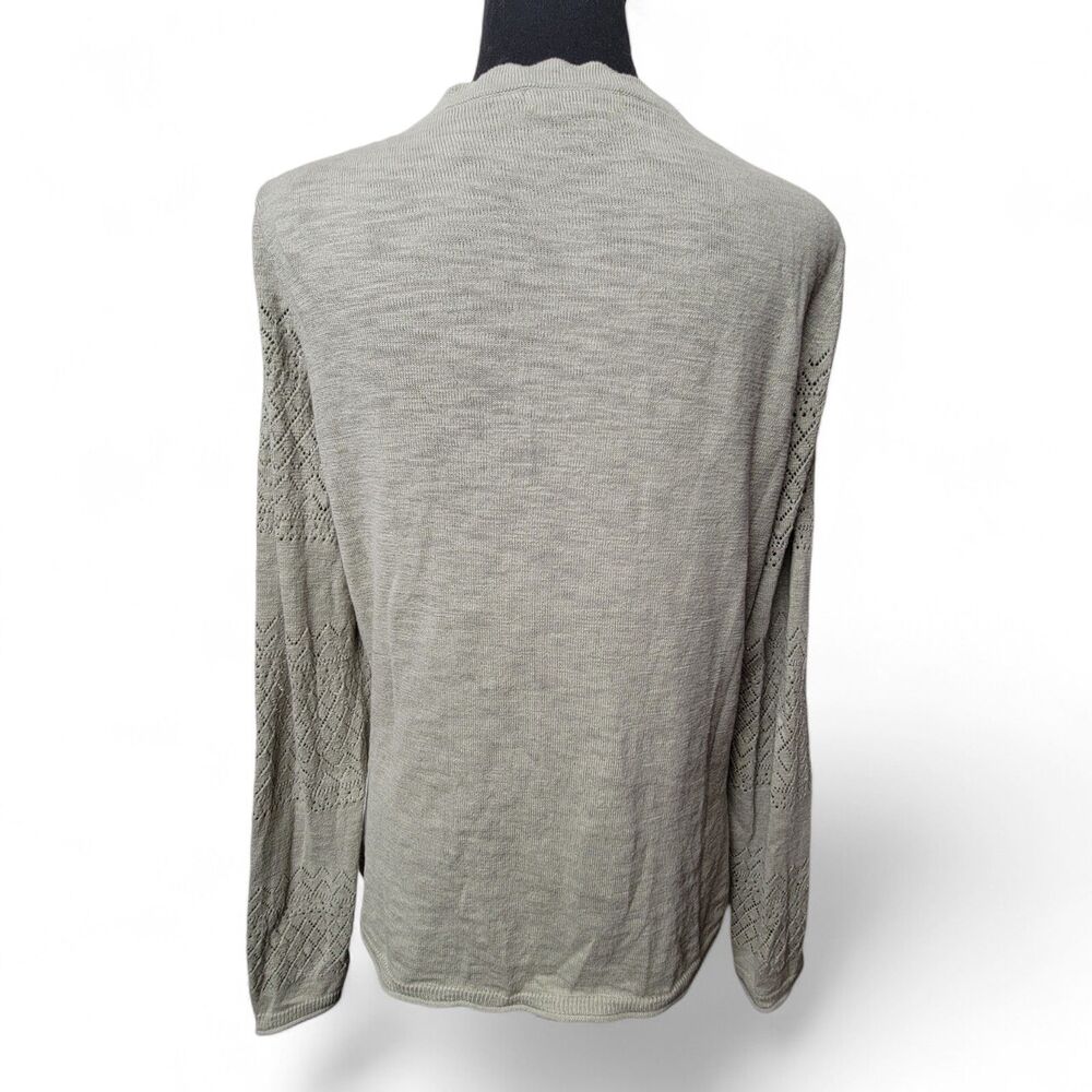 Frye Womens Knit Cardigan Medium Green Coastal Grandmother Preppy Light Academia - Picture 2 of 4
